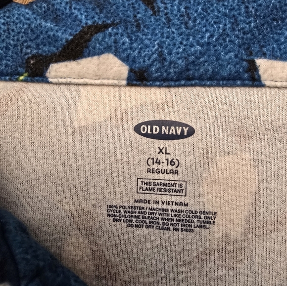 Old Navy Blue Penguin Print Pajama Shirt Boys Size XL 14-16 - Picture 4 of 5